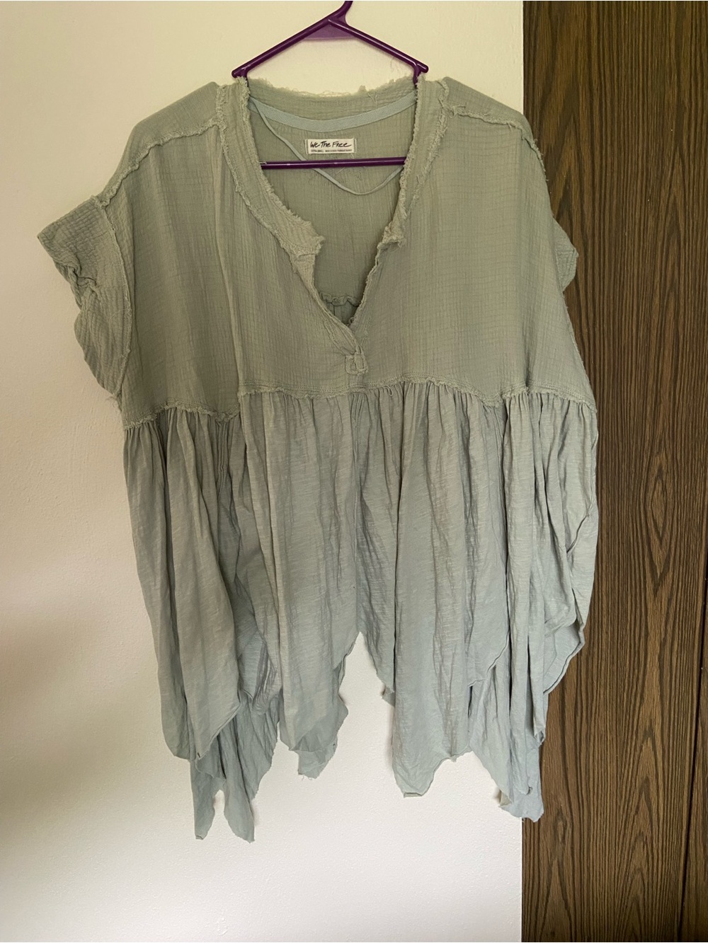 We The Free Sage Gauze V-Neck Babydoll Tunic